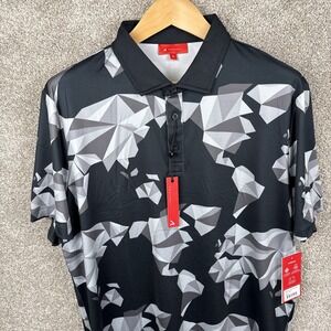 Redvanly Tuxedo Polo Shirt Golf Rugby PUREpoly‎ Black Geometric Men's XL NEW
